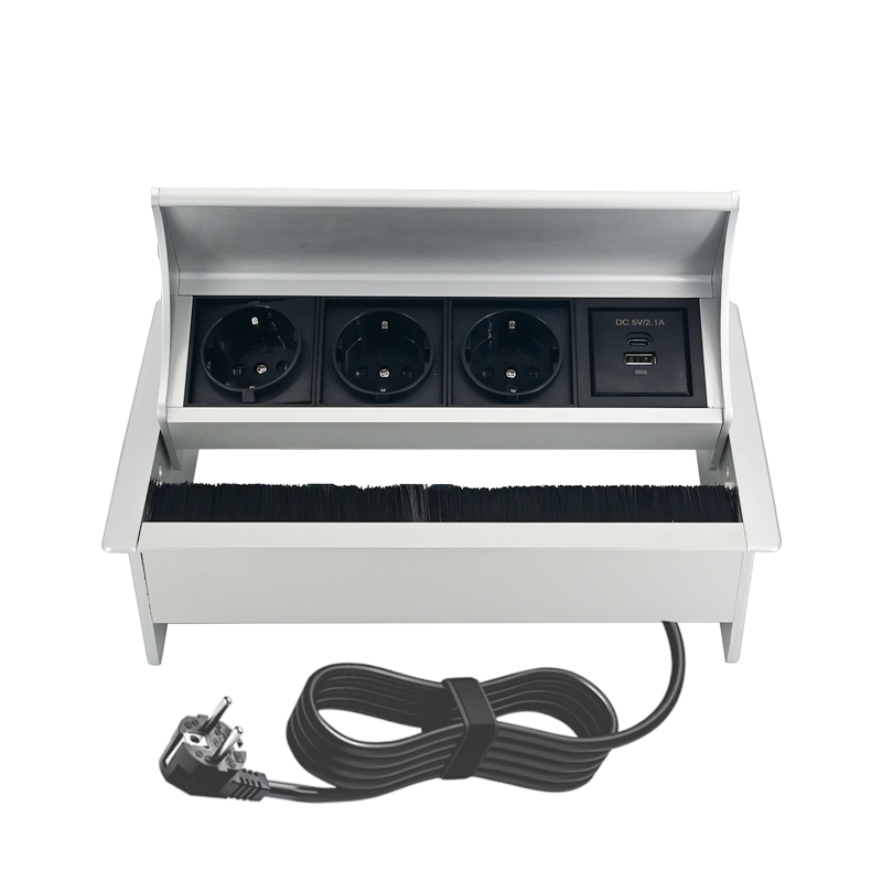Flip up cover with anti dust brush socket