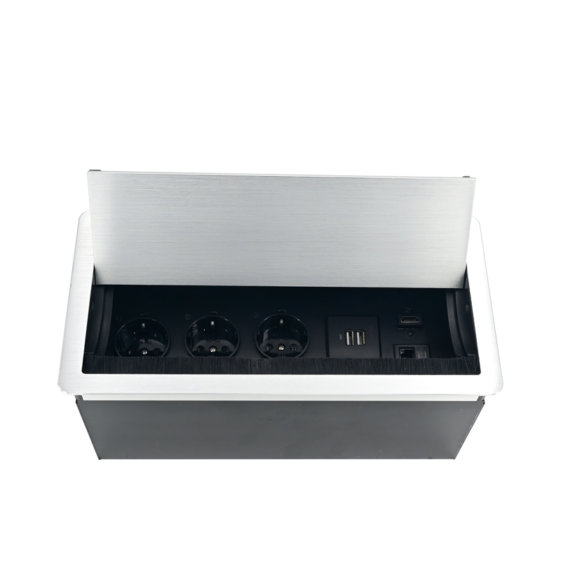 Aluminum hidden recessed furniture with anti dust brush socket