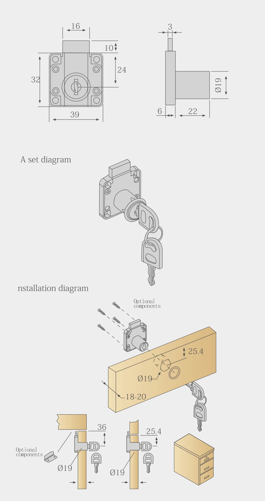 Drawer Lock Router Bit Layout Dimensions Drawer lock