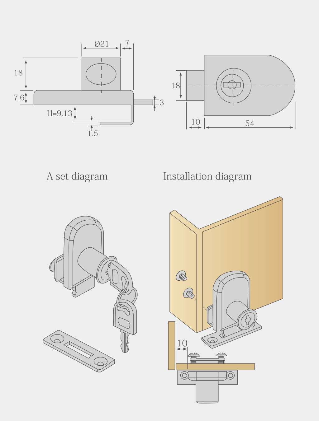 Drawer Lock Router Bit Layout Dimensions Drawer lock