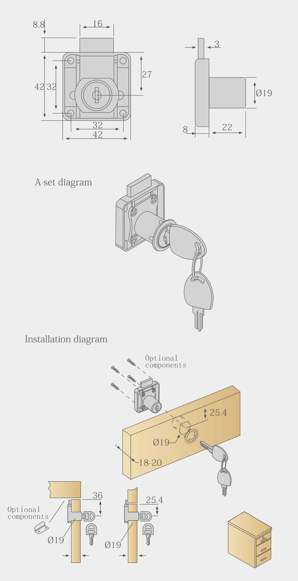 Drawer Lock Router Bit Layout Dimensions Drawer lock