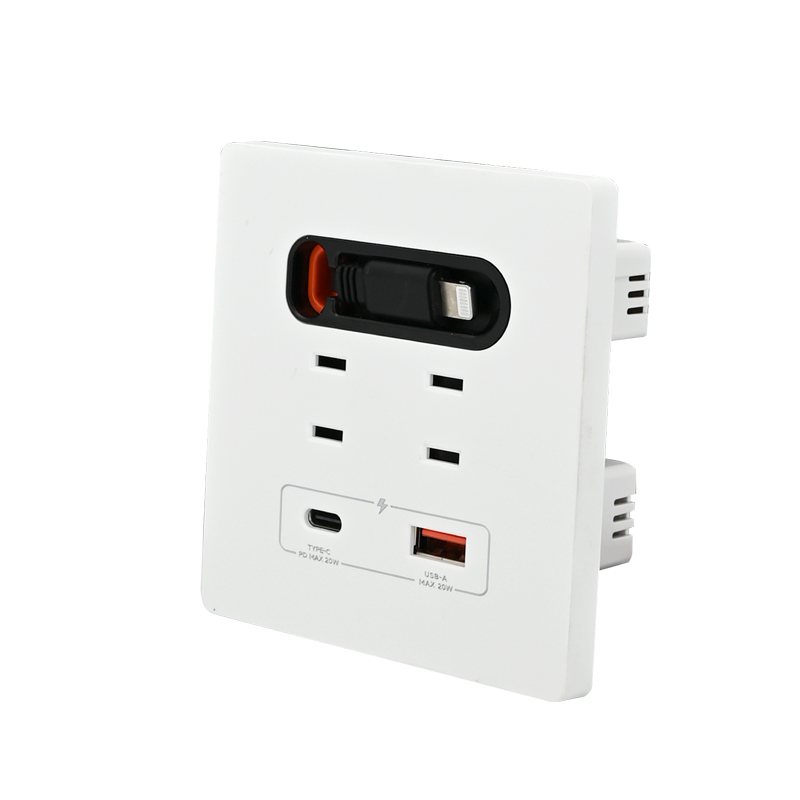 Concealed retractable charging cable & panel socket