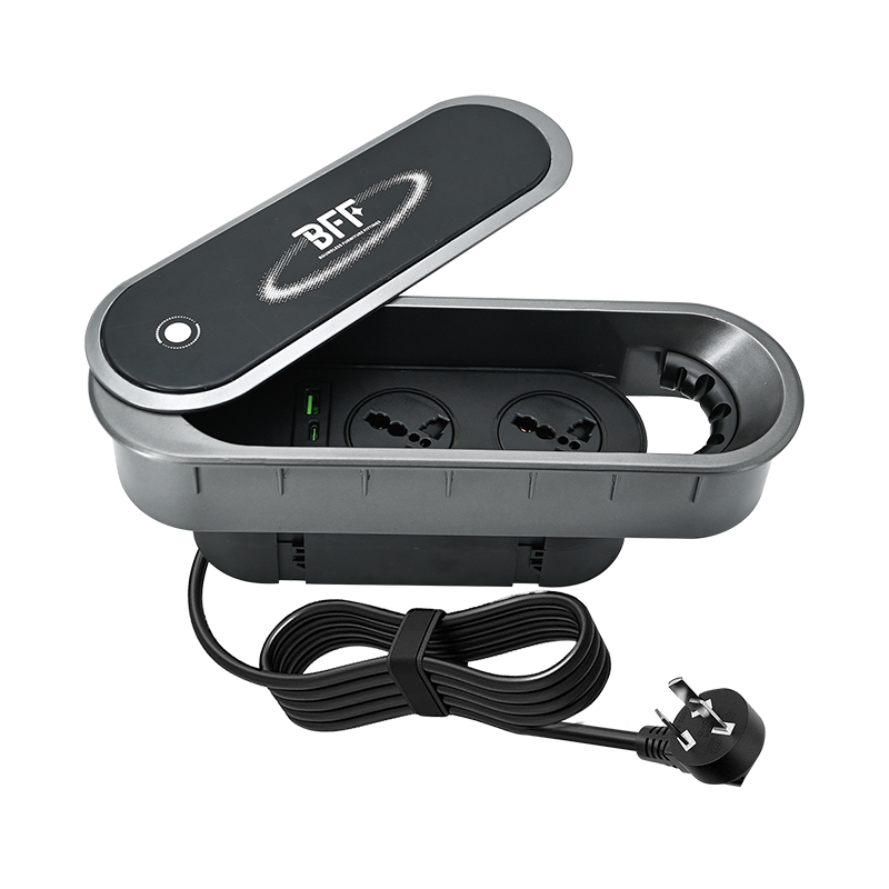 嵌入式台面带旋转及可移盖电源插座