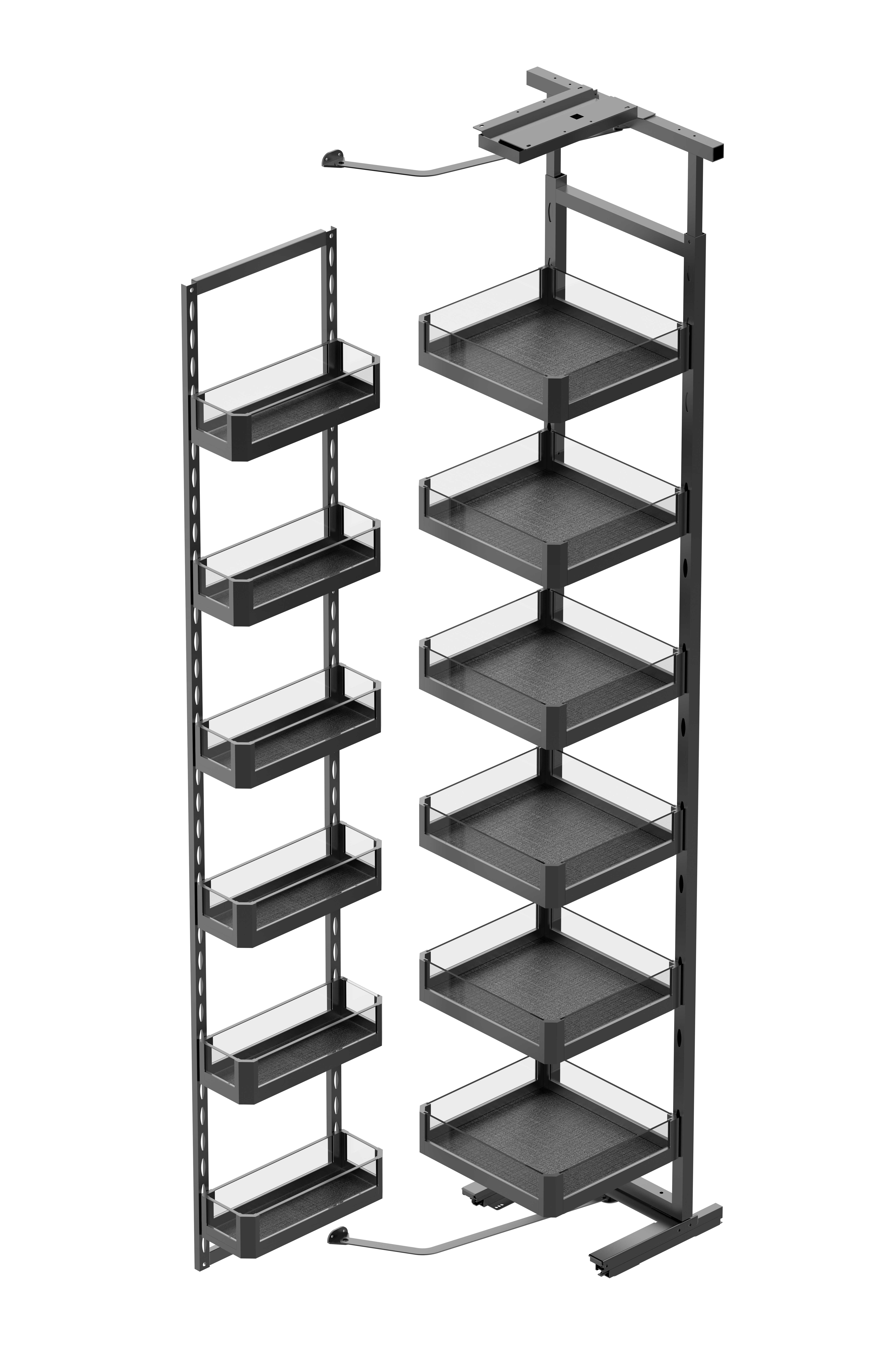 Tall cabinet push-open pull-out basket 